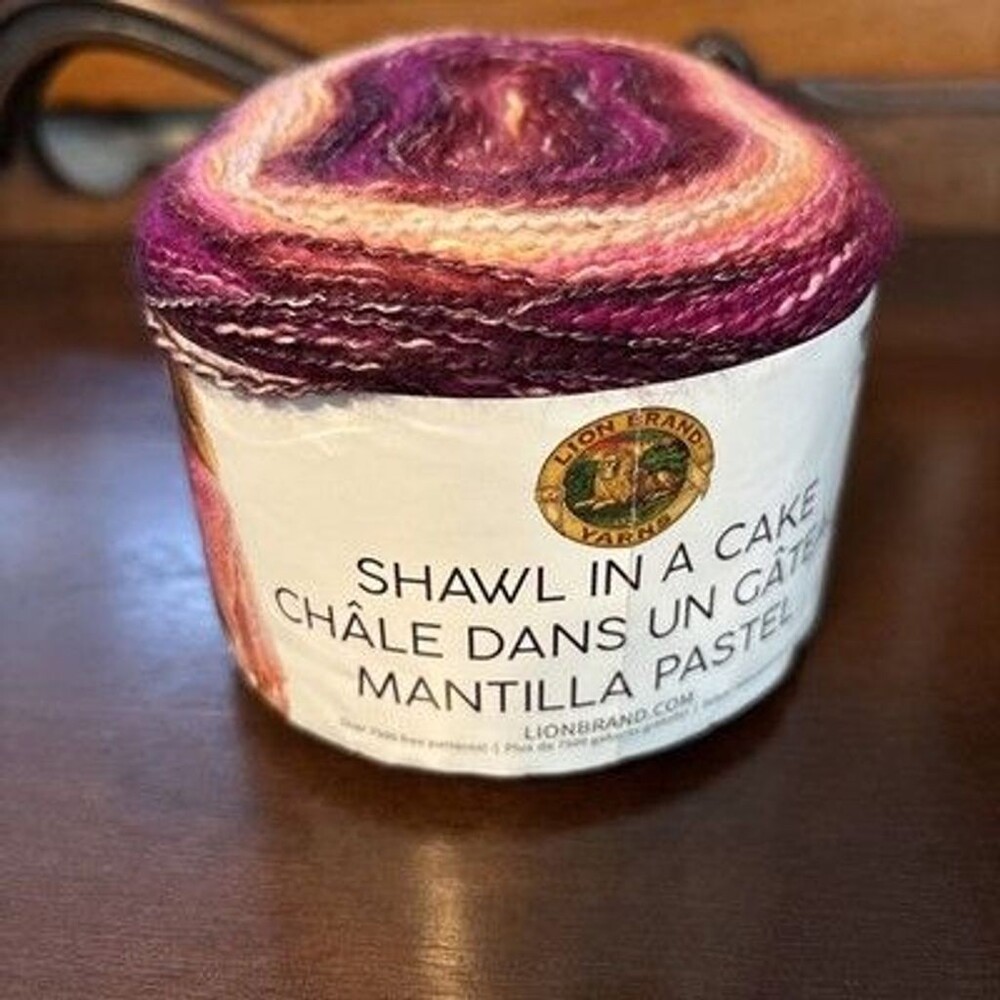 New Lion Brand Shawl In A Cake Yarn Community Coral #200 Pink Red 4 Medium